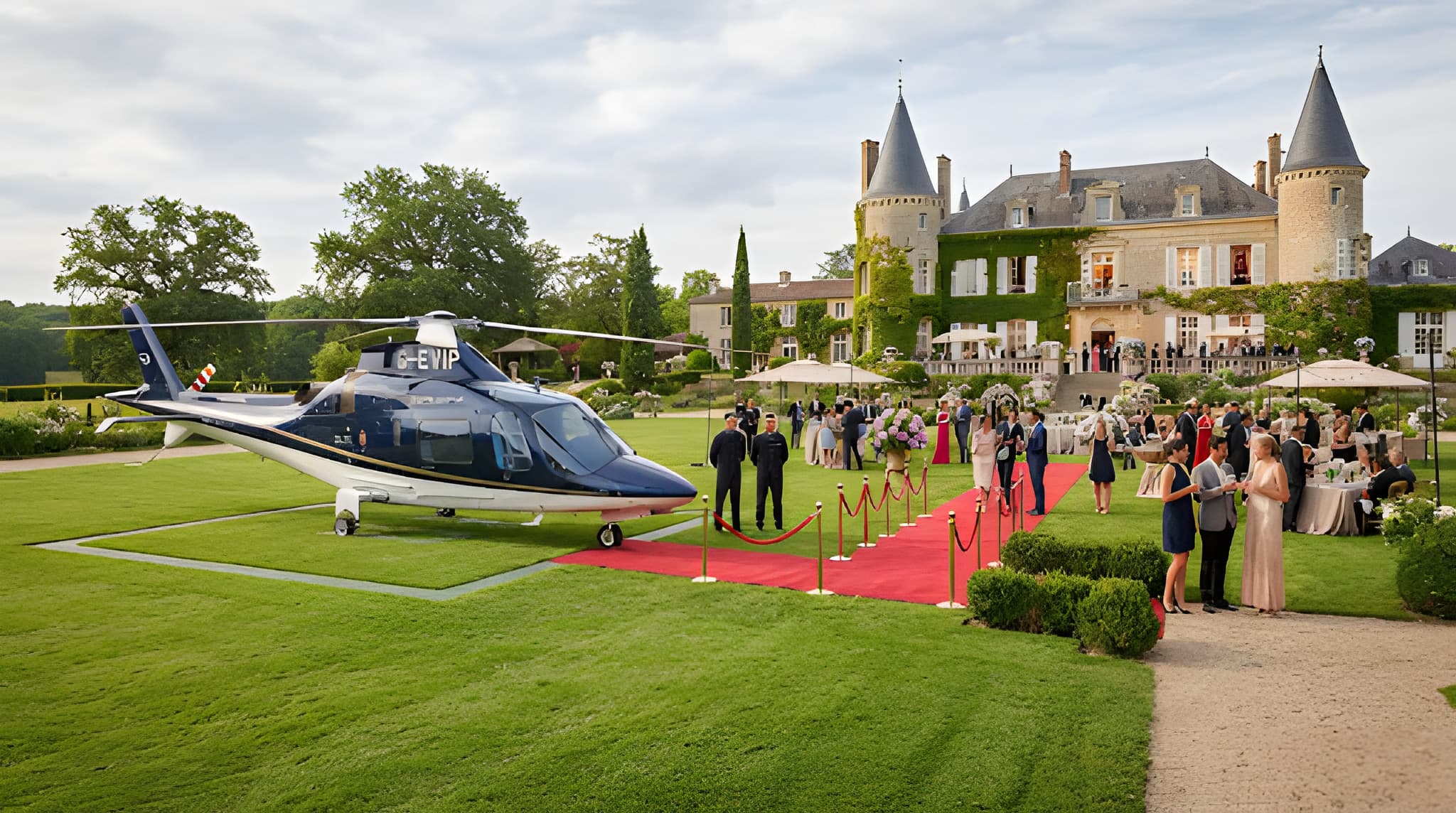 Helicopter beside an outdoor special event